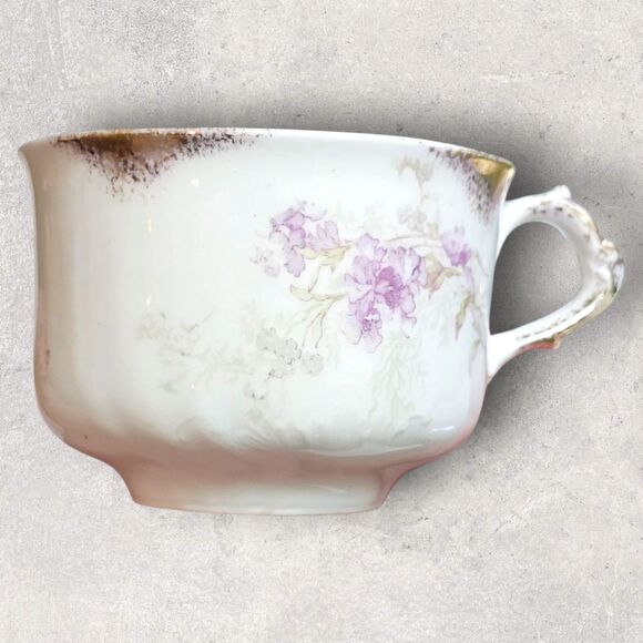 Antique Haviland Limoges Teacup Noritake Saucer Violet Floral Gold Rim Iridescen - Picture 6 of 15